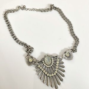 Gold Feather Iridescent Distressed Necklace
